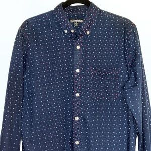 EXPRESS Men’s Casual Diamond Print Button Down Shirt